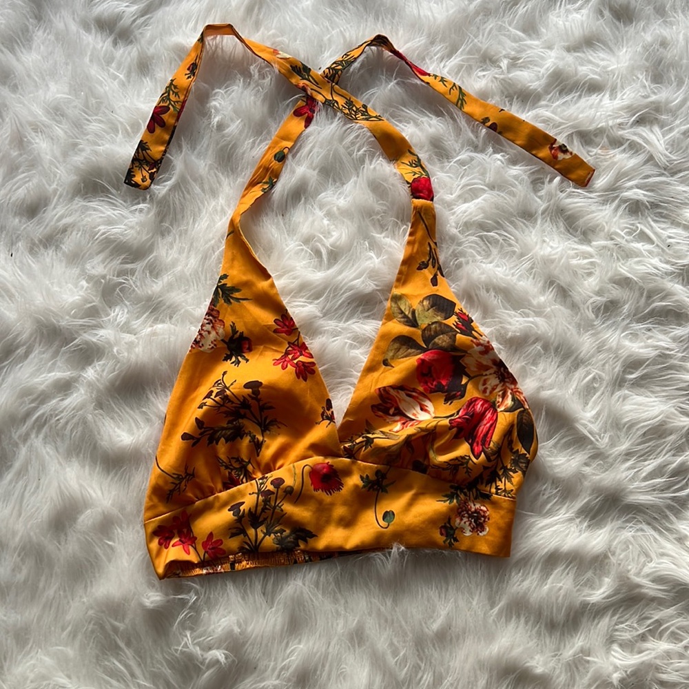 zaful, size Large, yellow background with floral pattern